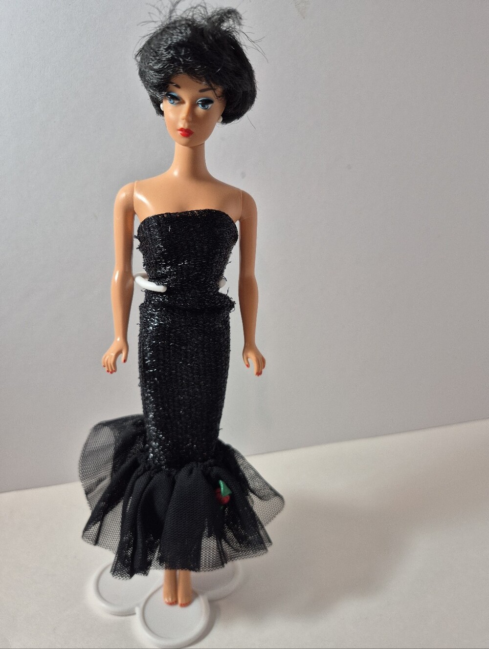 Barbie Doll Reproduction Black Hair Painted Nails 1958-1993 Vintage